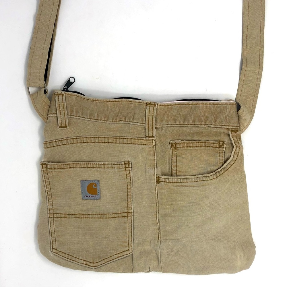 Carhartt handmade reworked messenger bag in cotton canvas